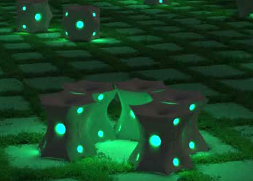 Otro ejemplo de aplicación: simulación de luces bioluminiscentes para exteriores. Crédito: UIC